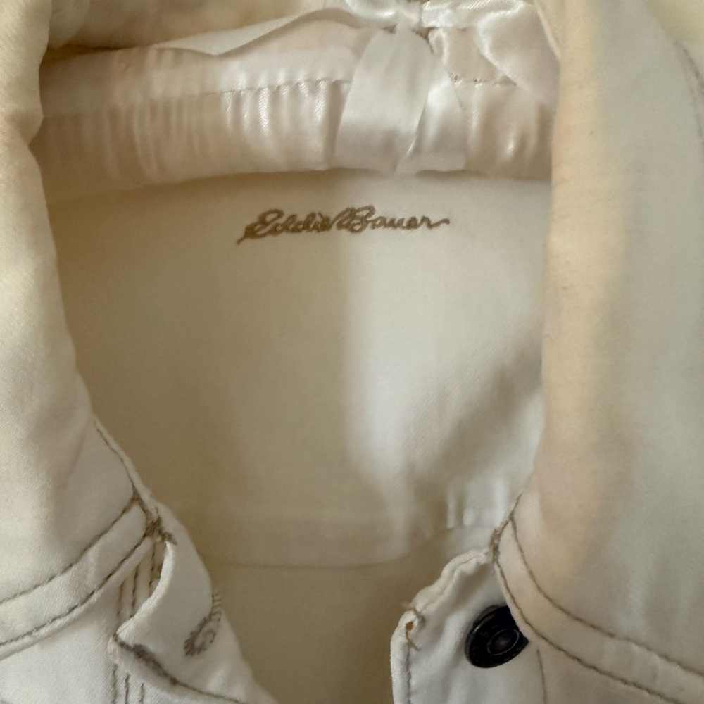 Eddie Bauer White Denim Jacket - Button-Front Jean Jacket - Picture 3 of 5